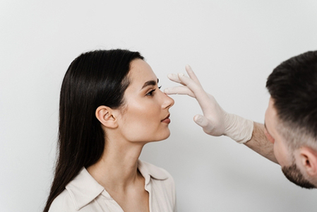 Woman getting ready for rhinoplasty